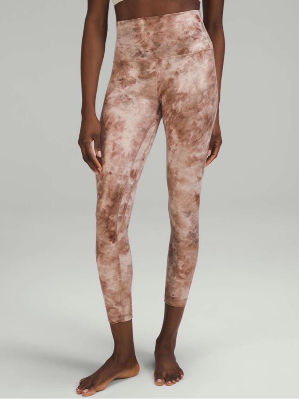 Lululemon Align High-Rise Pant 25” Shine Diamond Dye Misty Shell Cacao Size 6